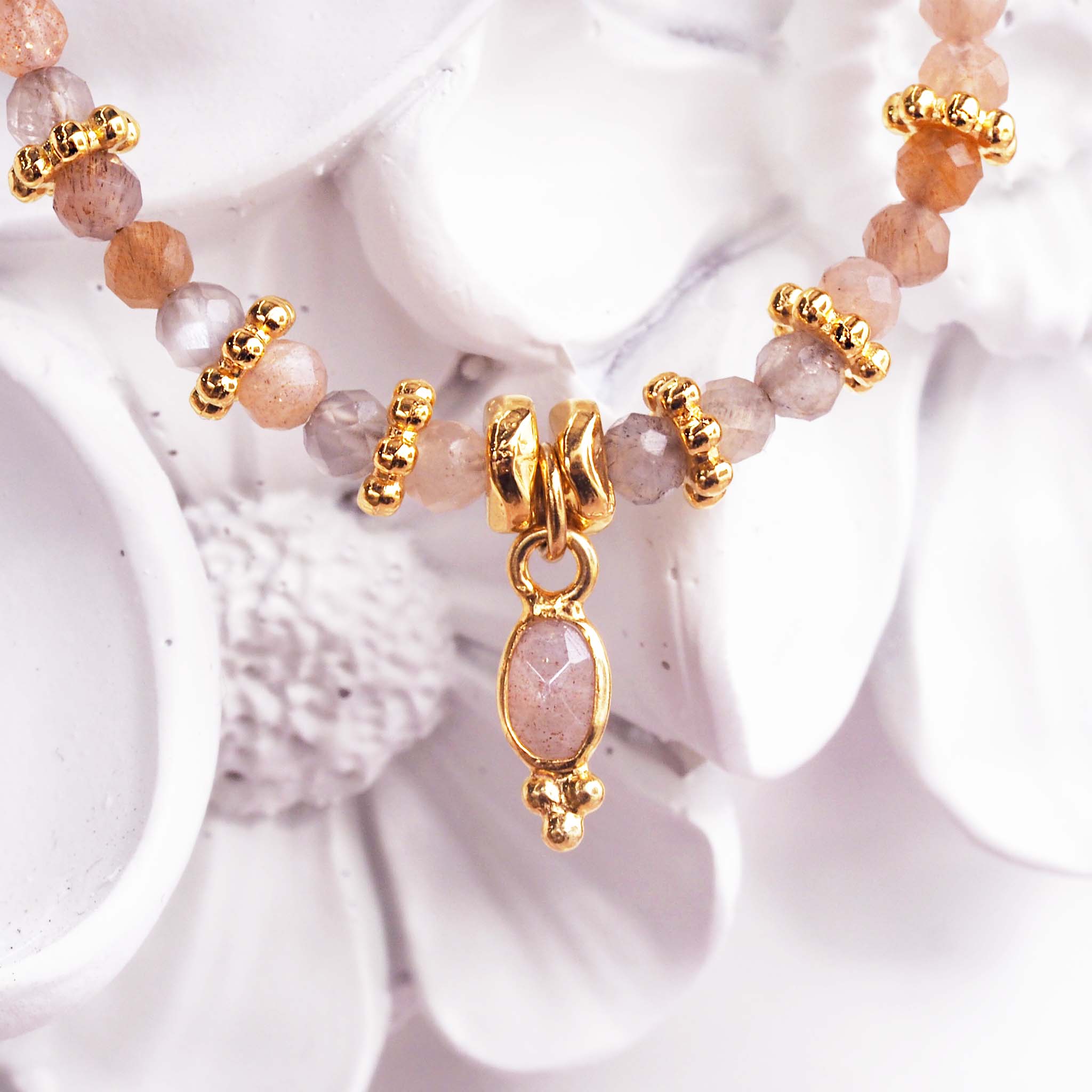 dainty goddess orange moonstone bracelet - beaded bracelets by Australian Jewellery Brand indie and harper