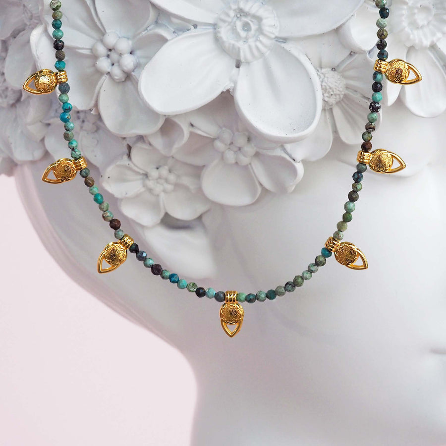 dainty goddess turquoise necklace - beaded necklaces by Australian jewellery brands indie and harper