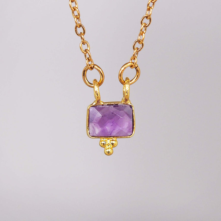 dainty gold gemstone necklace - dainty gold necklace for women made with stainless steel with gold plating and a natural amethyst gemstone - hand made jewellery for women online by indie and harper