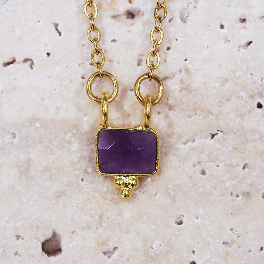 dainty gold amethyst necklace - gold amethyst jewellery by Australian jewellery brands indie and harper