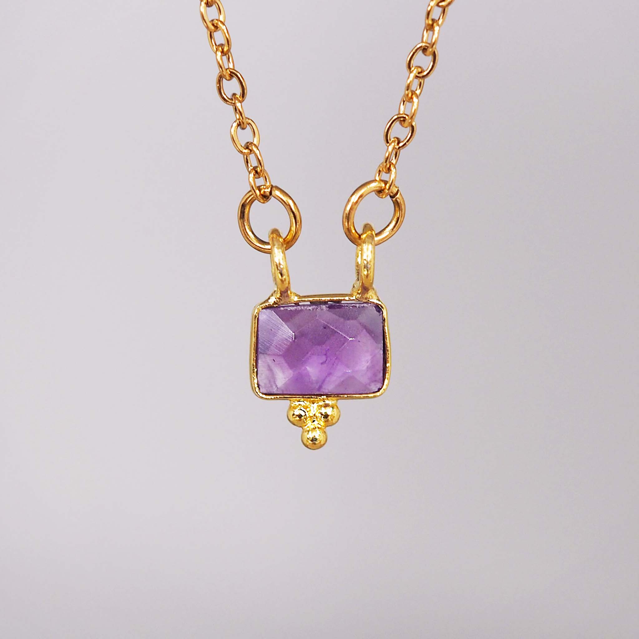 dainty gold amethyst necklace - gold amethyst jewellery by Australian jewellery brands indie and harper