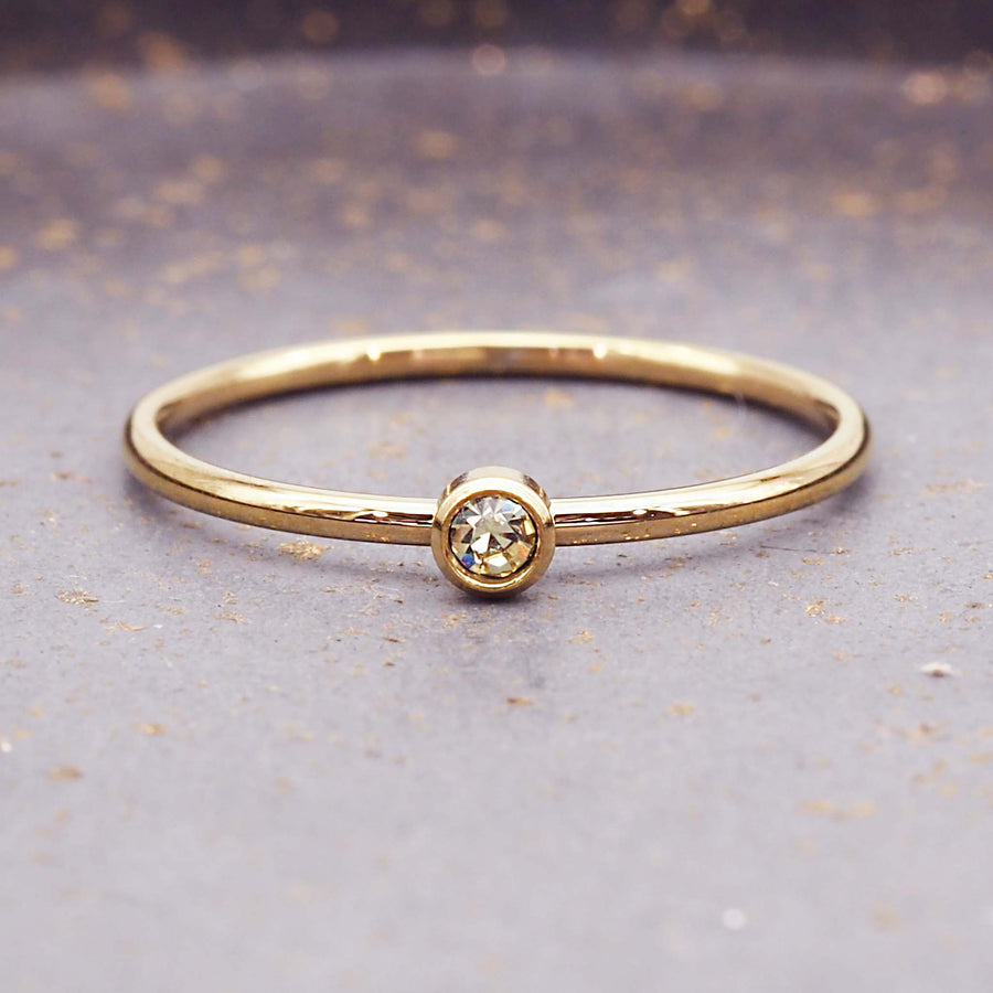 dainty November birthstone ring with yellow cubic zirconia - gold waterproof jewellery - birthstone jewellery Australia - Australian jewellery brand
