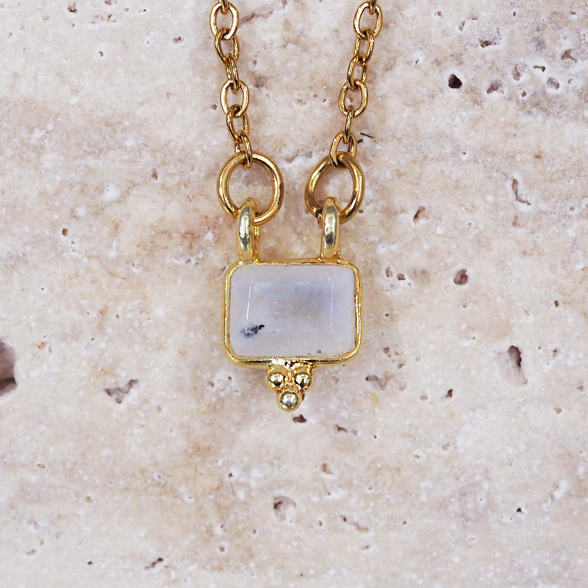 dainty gold moonstone necklace - gold moonstone jewellery by Australian jewellery brands indie and harper