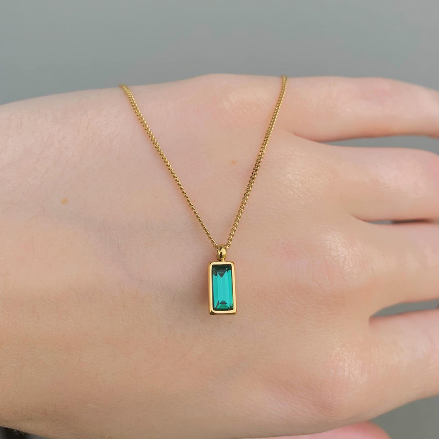 dainty emerald green and gold necklace - women’s gold jewellery by Australian jewellery brands indie and harper