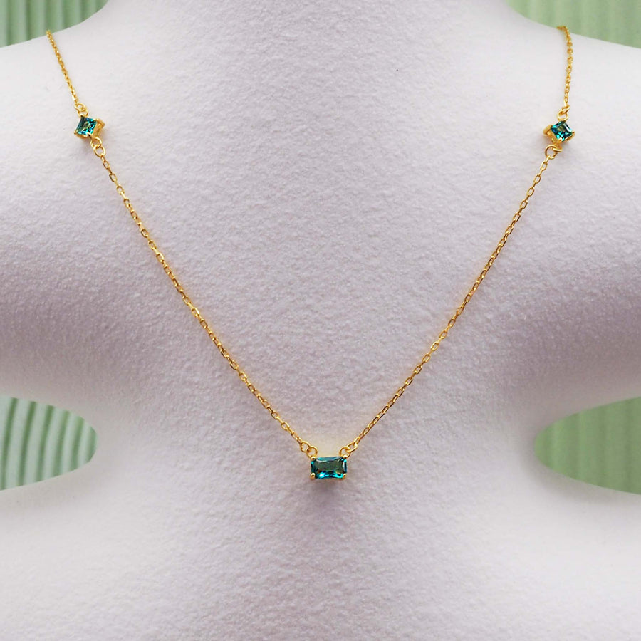 dainty green cubic zirconia and gold necklace - womens jewellery by australian jewellery brands indie and harper