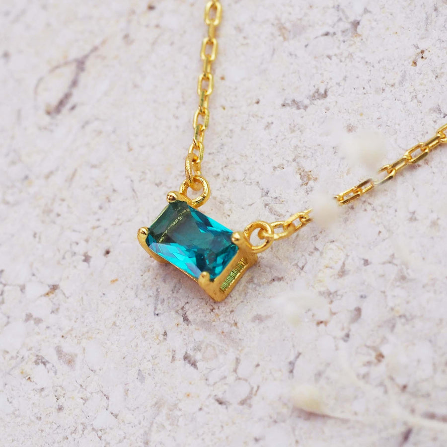 dainty green cubic zirconia and gold necklace - womens jewellery by australian jewellery brands indie and harper