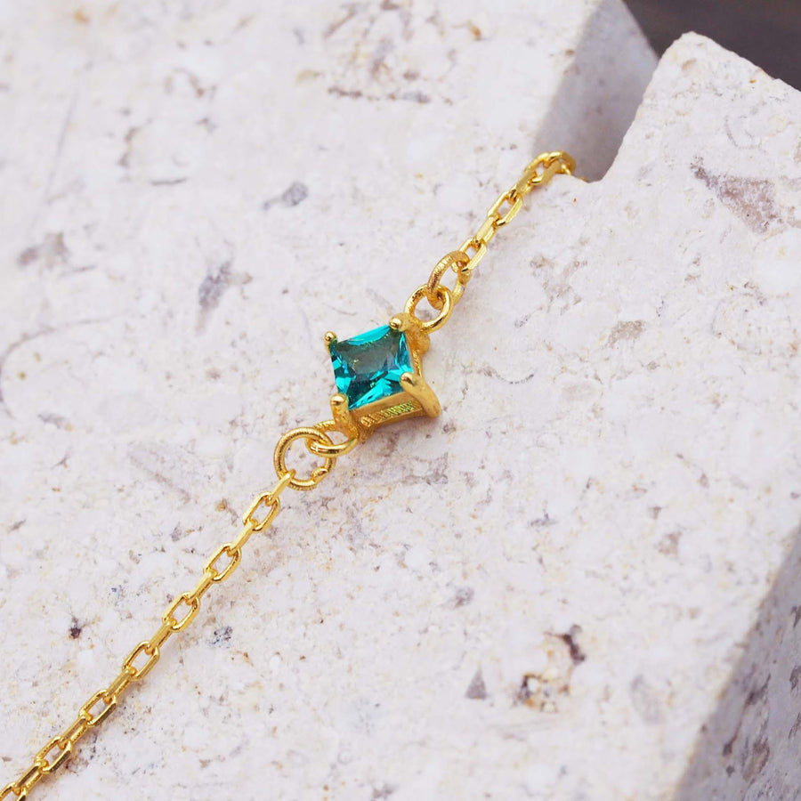 dainty green cubic zirconia and gold necklace - womens jewellery by australian jewellery brands indie and harper