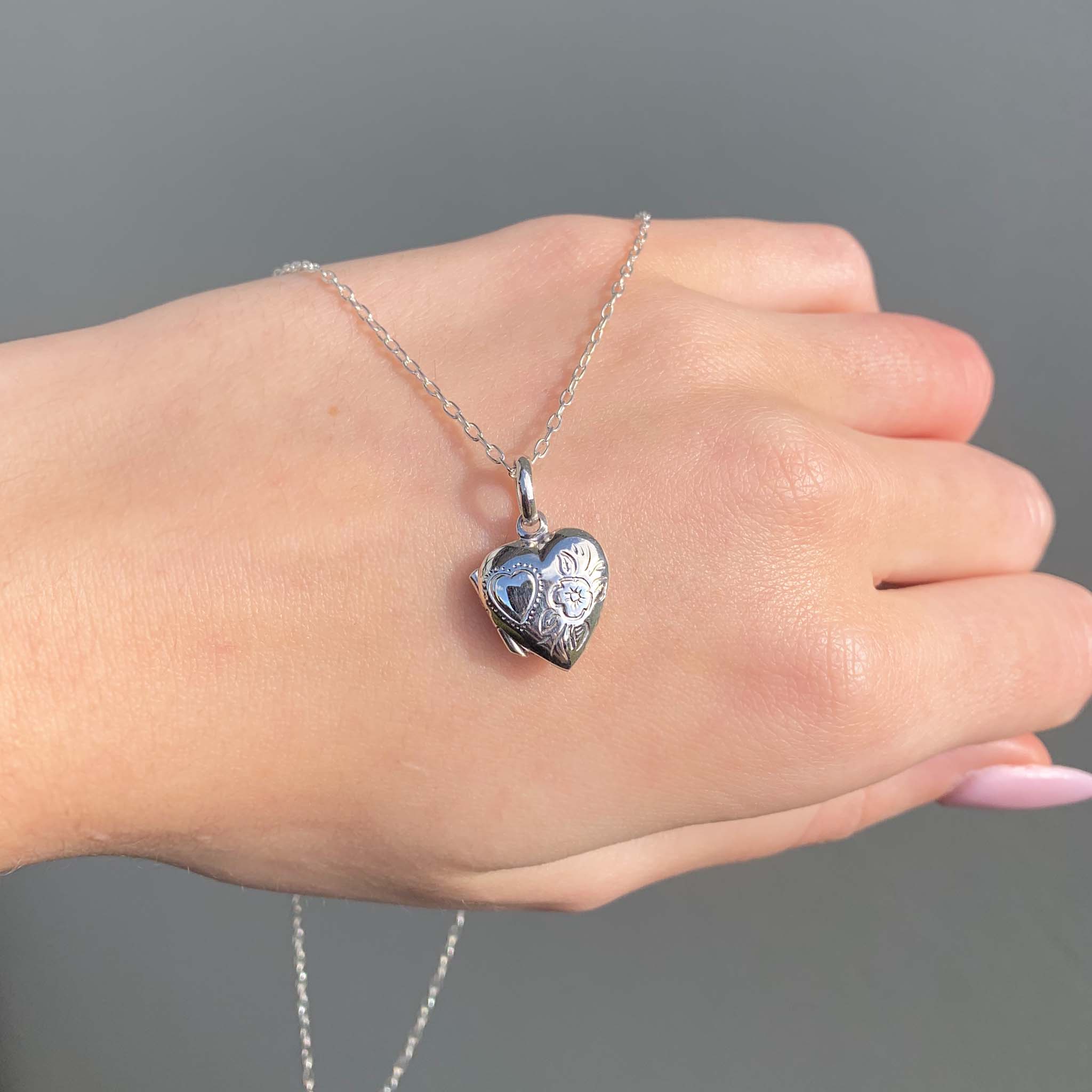 dainty heart locket necklace - sterling silver jewellery by australian jewellery brands indie and harper