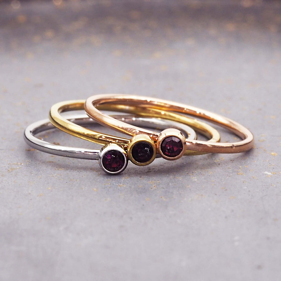 June birthstone rings in silver, gold and rose gold - waterproof jewellery by Australian jewellery brands indie and Harper 