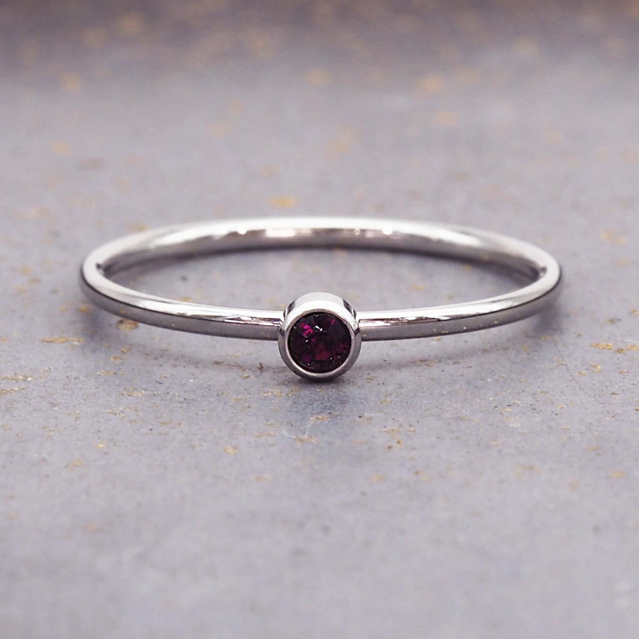 June birthstone dainty silver ring - waterproof jewellery by Australian jewellery brands indie and Harper