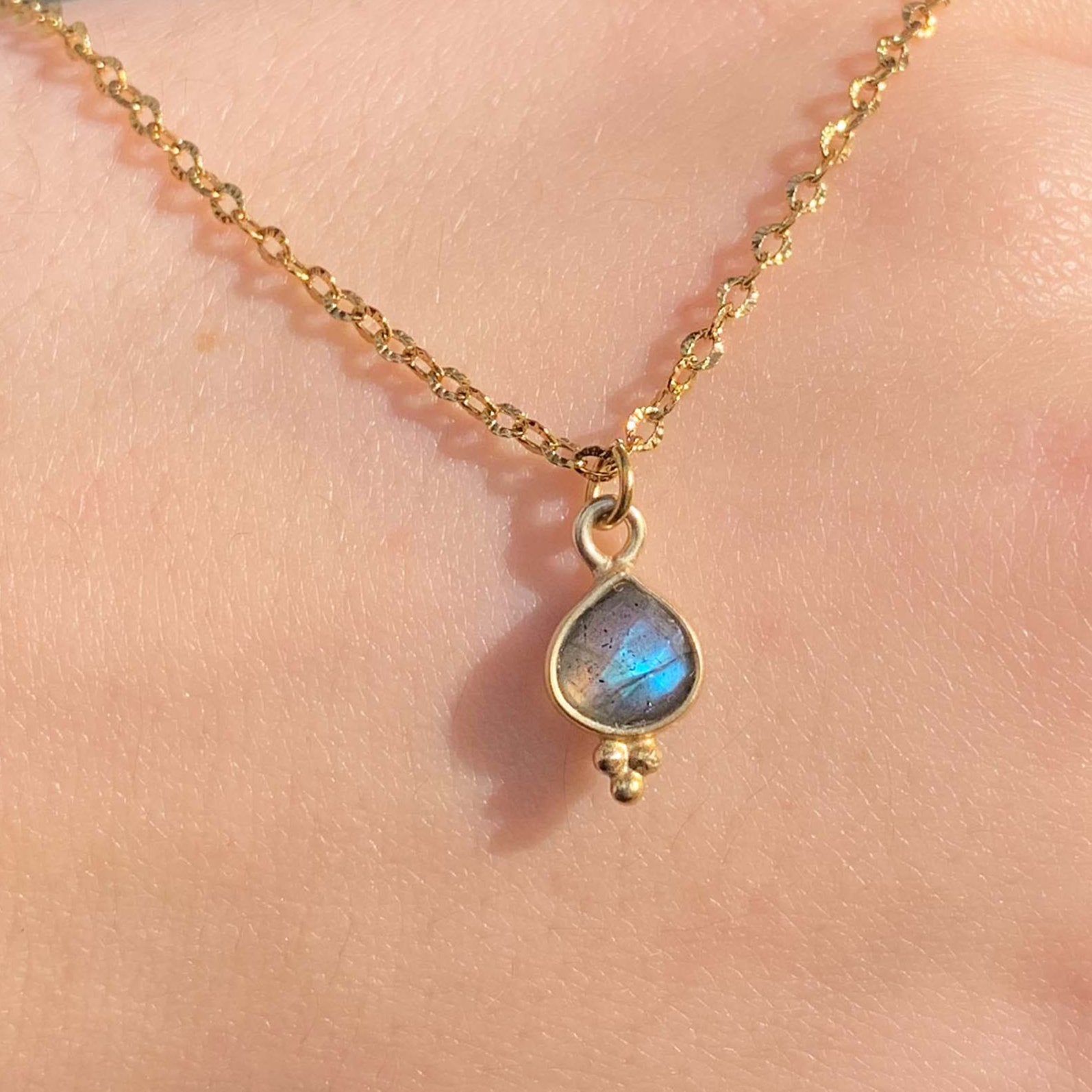 Gold labradorite necklace - women’s labradorite jewellery by Australian jewellery brands indie and harper