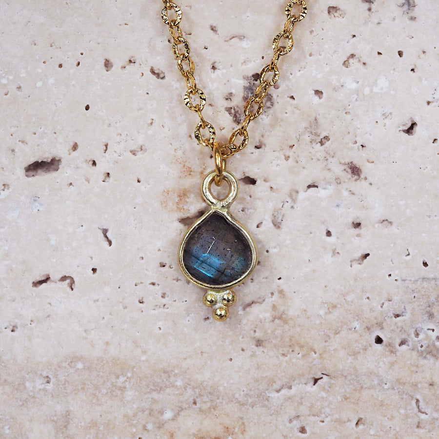 Gold labradorite necklace - women’s labradorite jewellery by Australian jewellery brands indie and harper