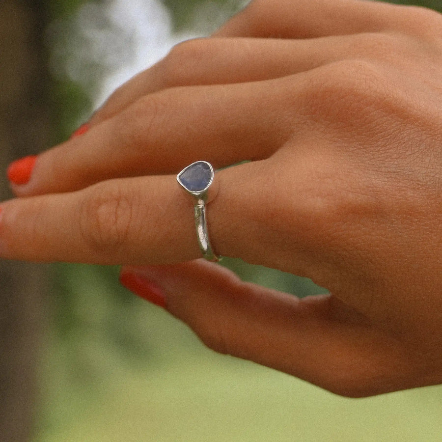 Sterling silver dainty labradorite ring - women’s labradorite jewellery by Australian jewellery brands indie and Harper