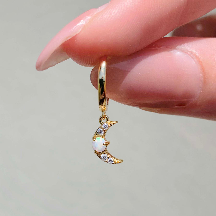 Gold Celestial Opal Earring Set