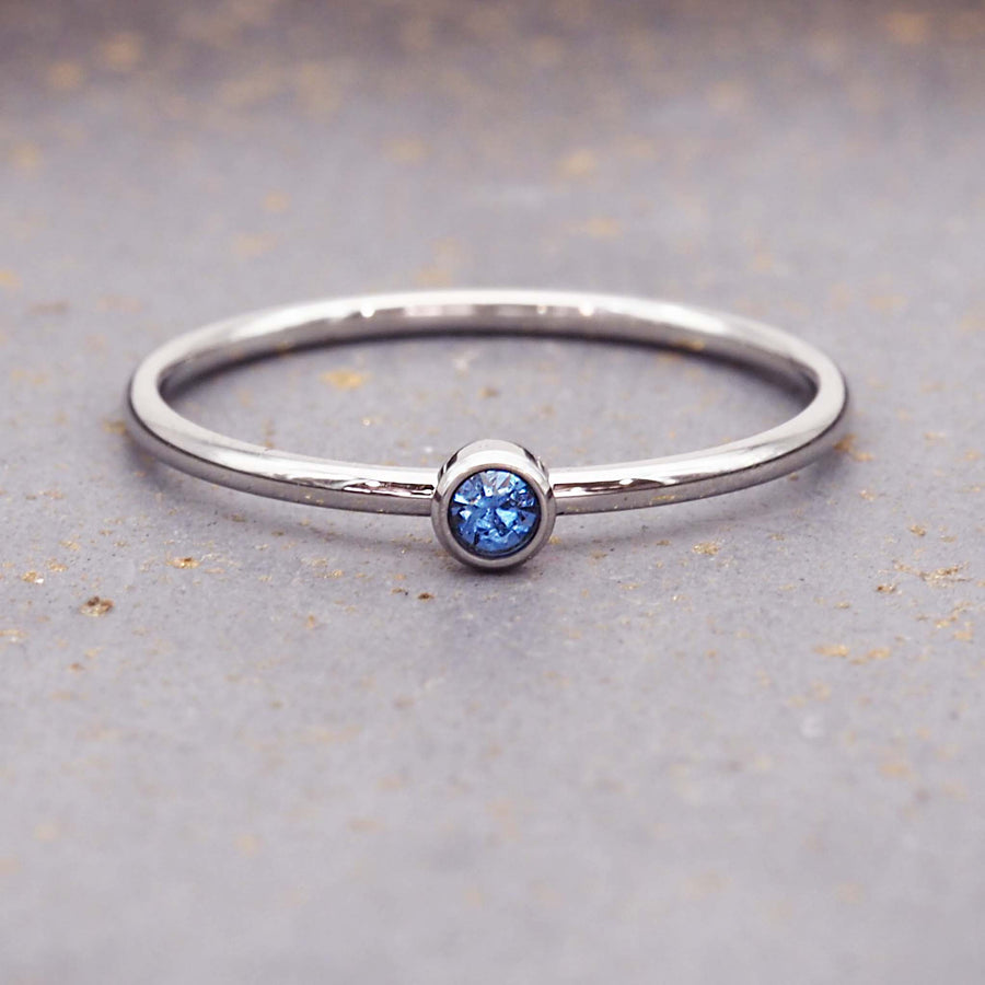 March birthstone dainty silver ring - waterproof jewellery by Australian jewellery brands indie and Harper