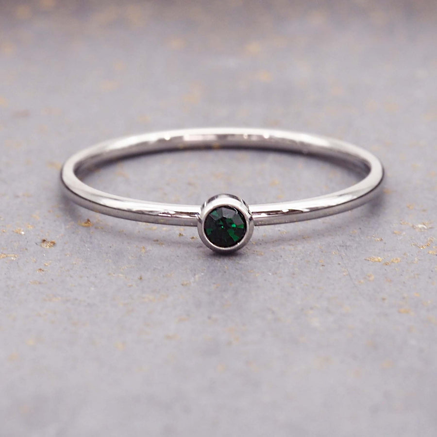 May birthstone dainty silver ring - waterproof jewellery by Australian jewellery brands indie and Harper