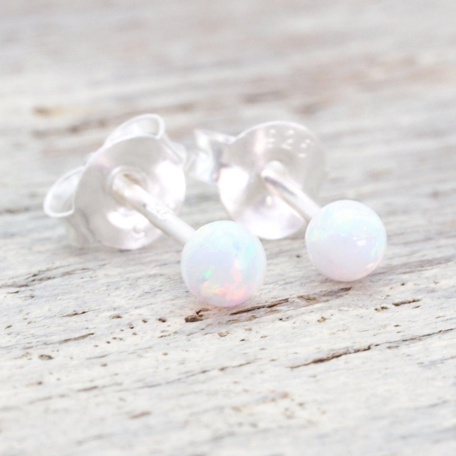 Dainty Opal Earrings - womens white opal jewellery by australian jewellery brands indie and harper