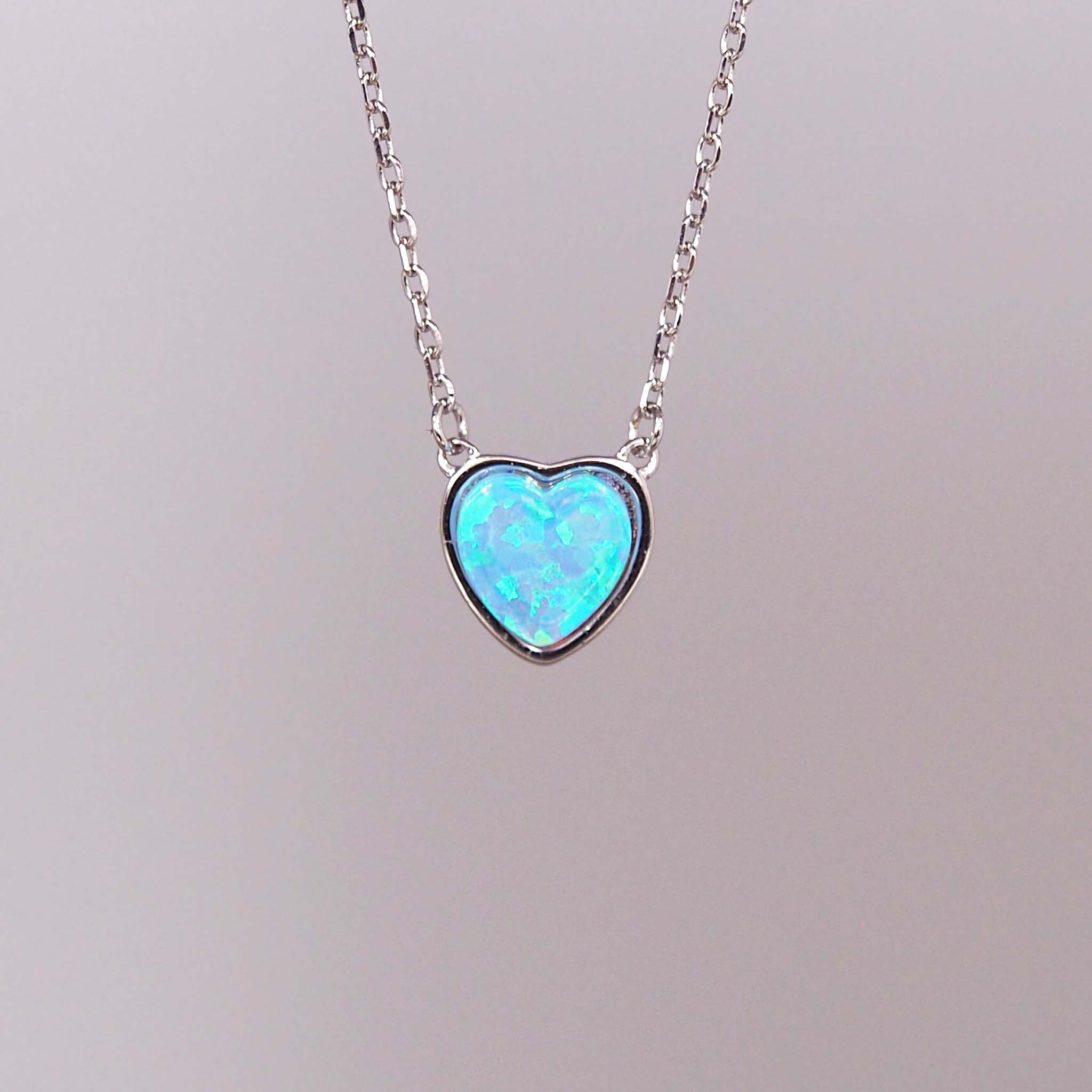 dainty heart blue opal necklace - blue opal jewellery by Australian jewellery brands indie and harper