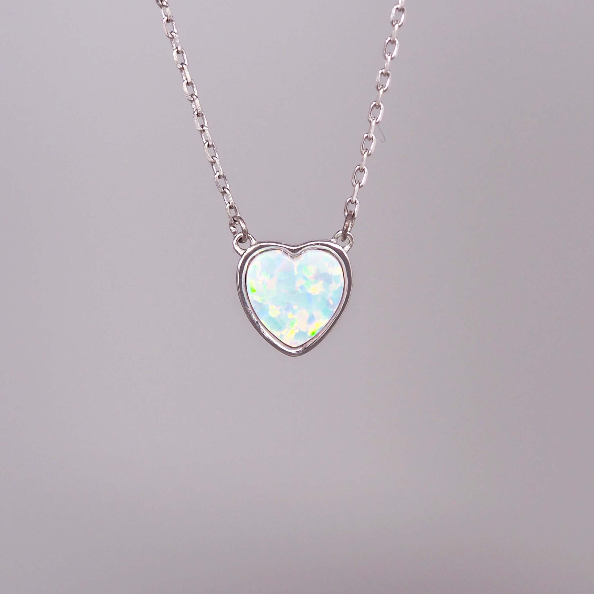 dainty heart opal necklace - white opal jewellery by Australian jewellery brands indie and harper