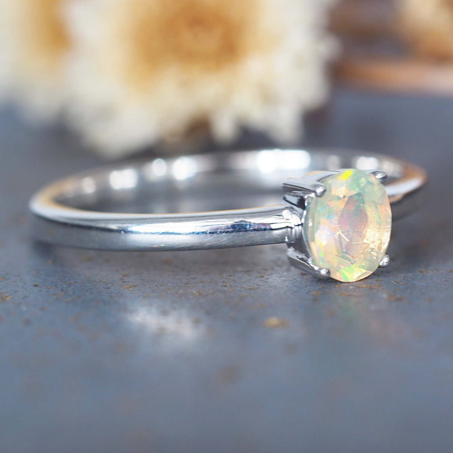 Dainty opal ring - opal jewellery by Australian jewellery brands indie and Harper 