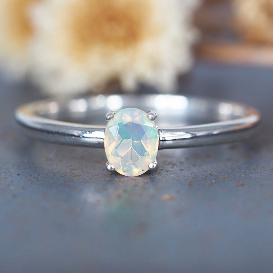 Dainty opal ring - opal jewellery by Australian jewellery brands indie and Harper 