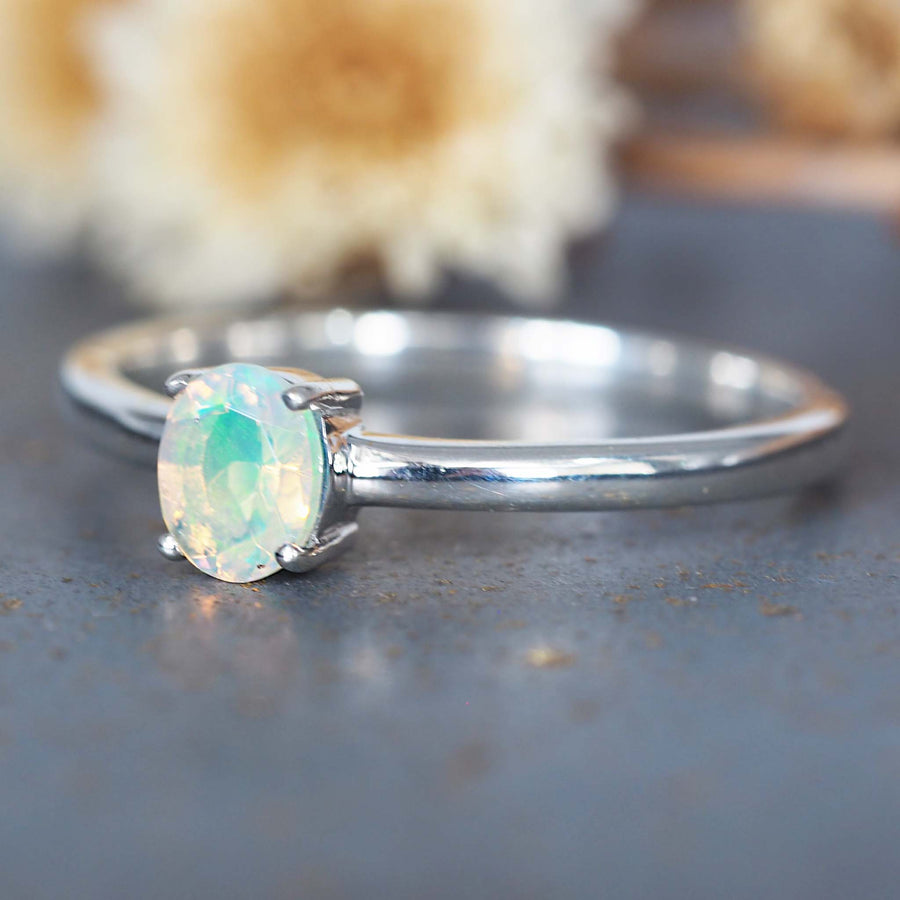 Dainty opal ring - opal jewellery by Australian jewellery brands indie and Harper 