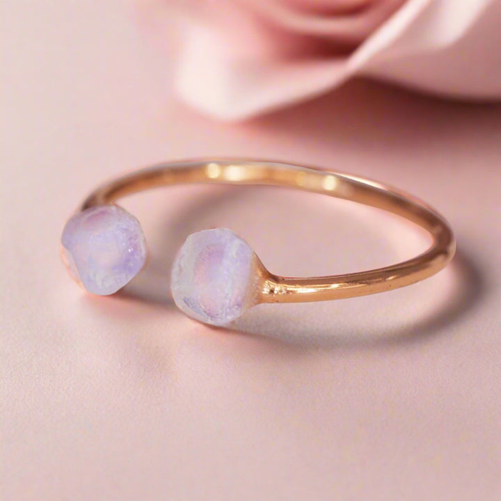 dainty rose gold raw opal ring - womens raw opal jewellery australia by online jewellery store indie and harper