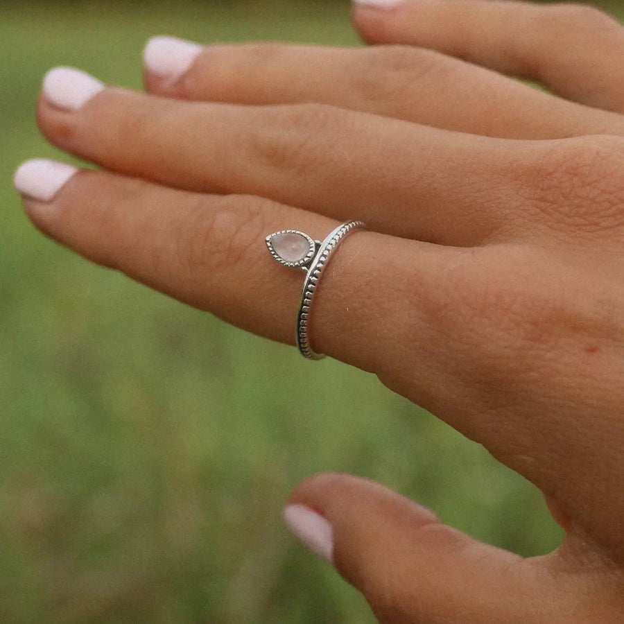 sterling silver dainty rose quartz Ring - Sterling silver promise rings and rose quartz jewellery by australian jewellery brands online indie and Harper