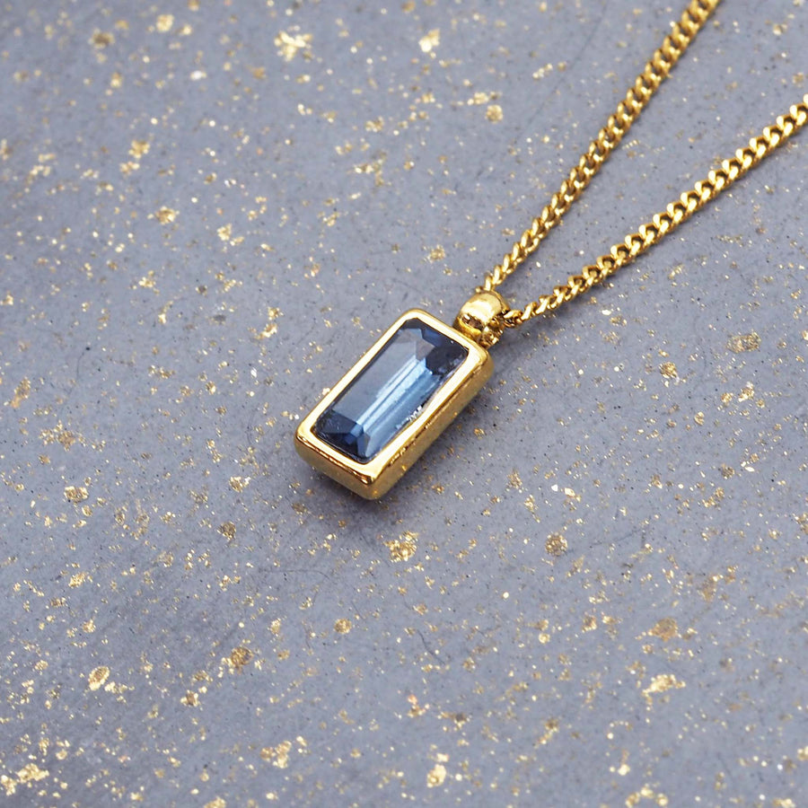 dainty sapphire blue and gold necklace - dainty gold jewellery by australia jewellery brands indie and harper