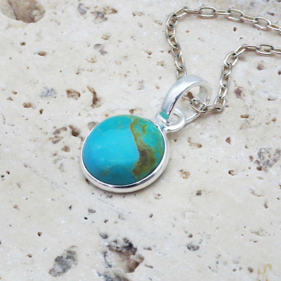 dainty turquoise necklace - sterling silver necklace with natural turquoise stone - women's turquoise jewellery online by indie and harper