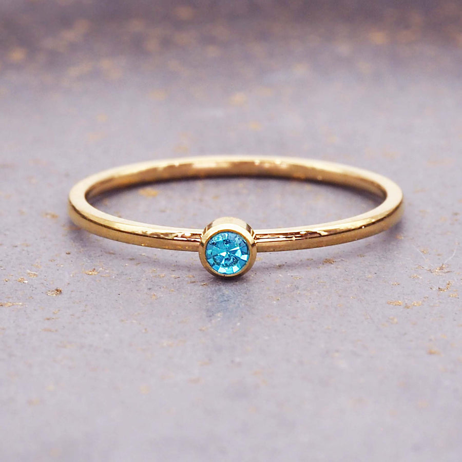 december birthstone dainty gold ring - waterproof jewellery by australian jewellery brands indie and harper 