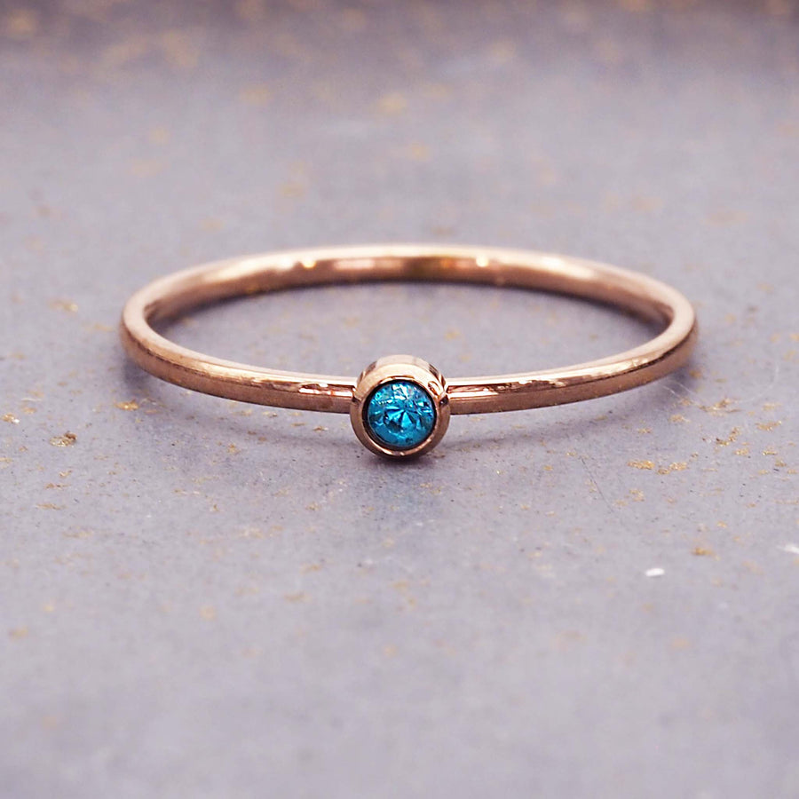 December Birthstone dainty rose gold ring - rose gold jewellery by Australian jewellery brands indie and Harper 