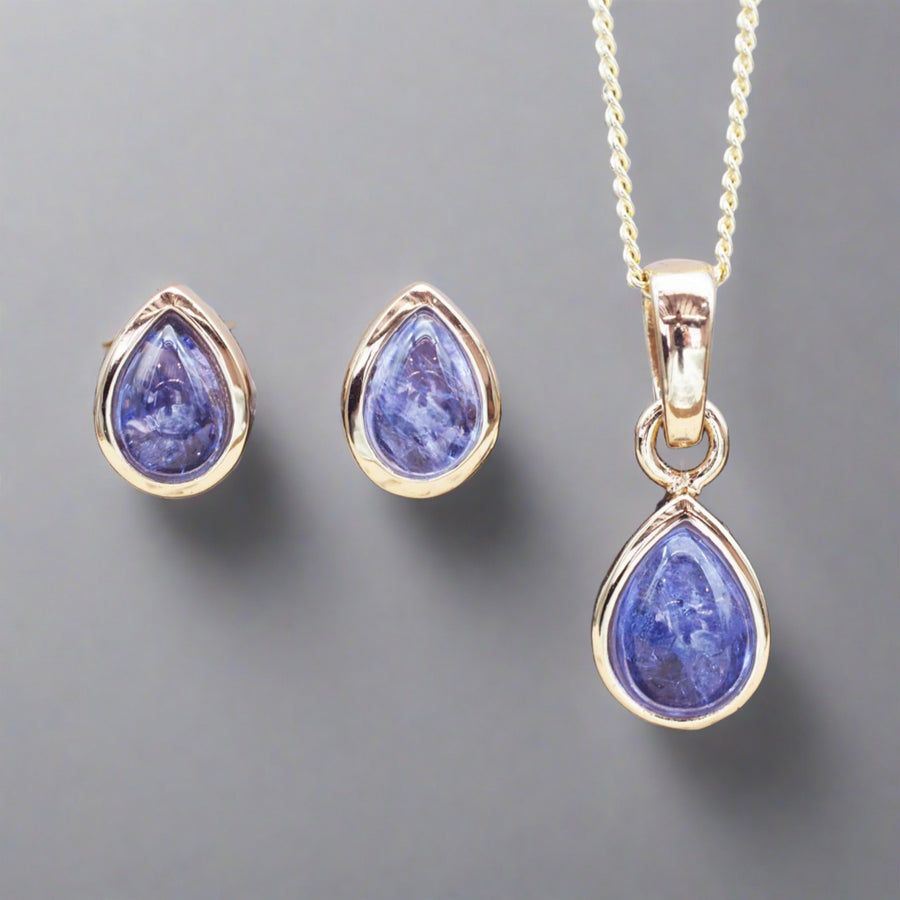 december birthstone tanzanite earrings and tanzanite necklace - womens jewelry by Australian jewellery brand indie and harper