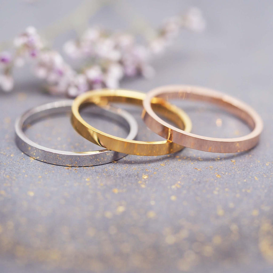 Stacker Rings in gold silver and rose gold - womens waterproof jewellery - Australian jewellery brands indie and harper 