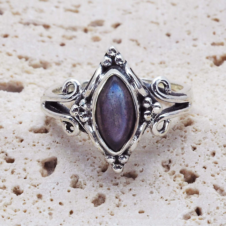 Sterling silver labradorite ring - women’s labradorite jewellery - Australian jewellery brand