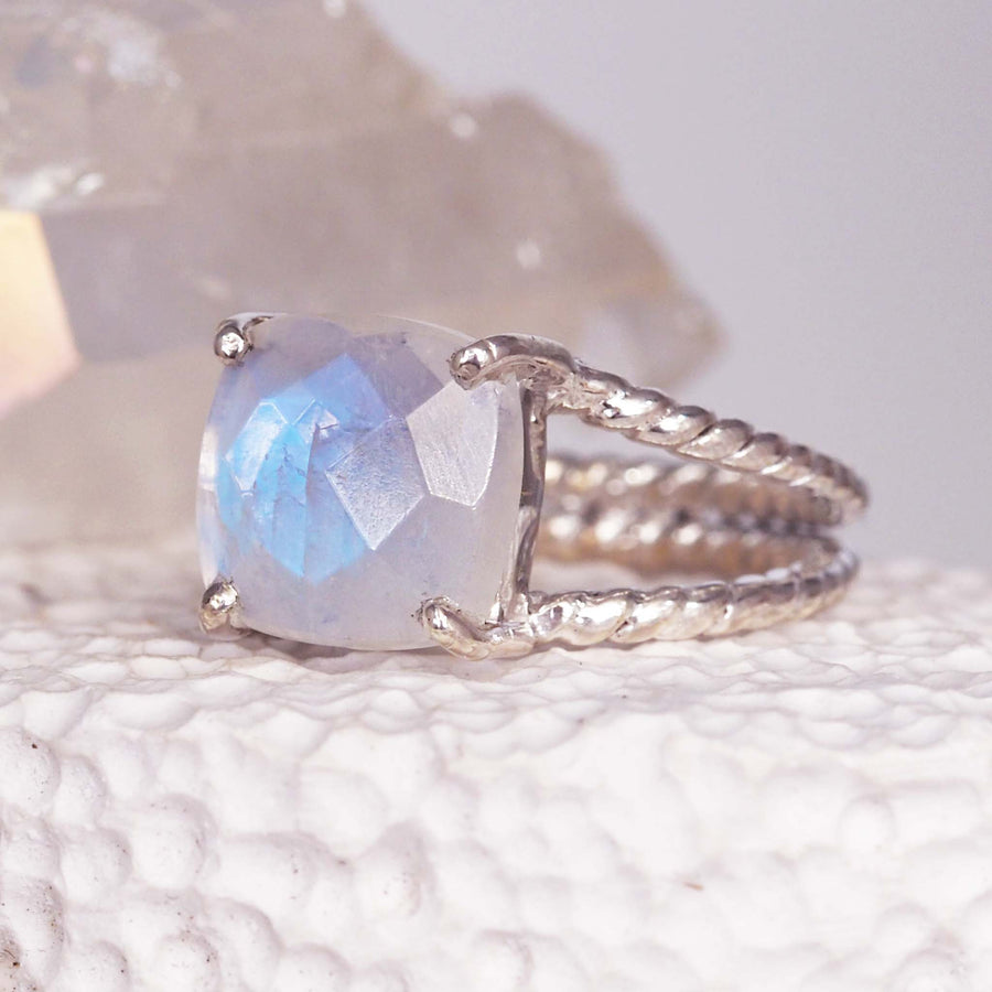 Sterling silver moonstone ring - moonstone jewellery by Australian jewellery brands indie and Harper 