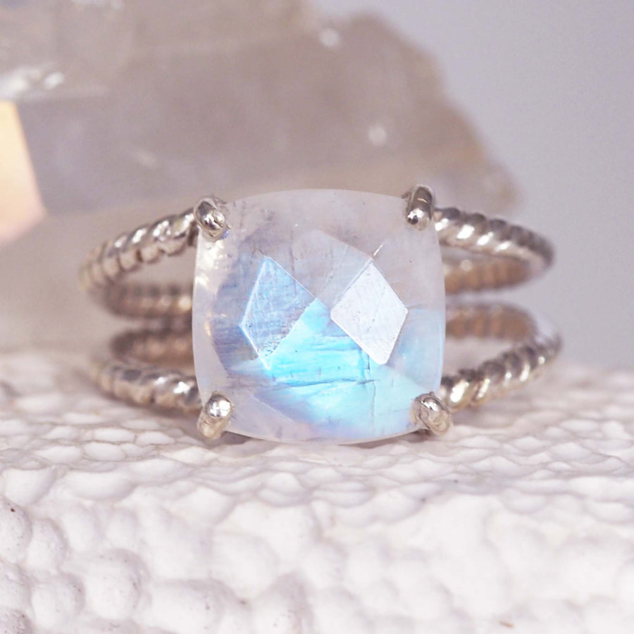 Sterling silver moonstone ring - moonstone jewelry by australian jewellery brands online indie and Harper 