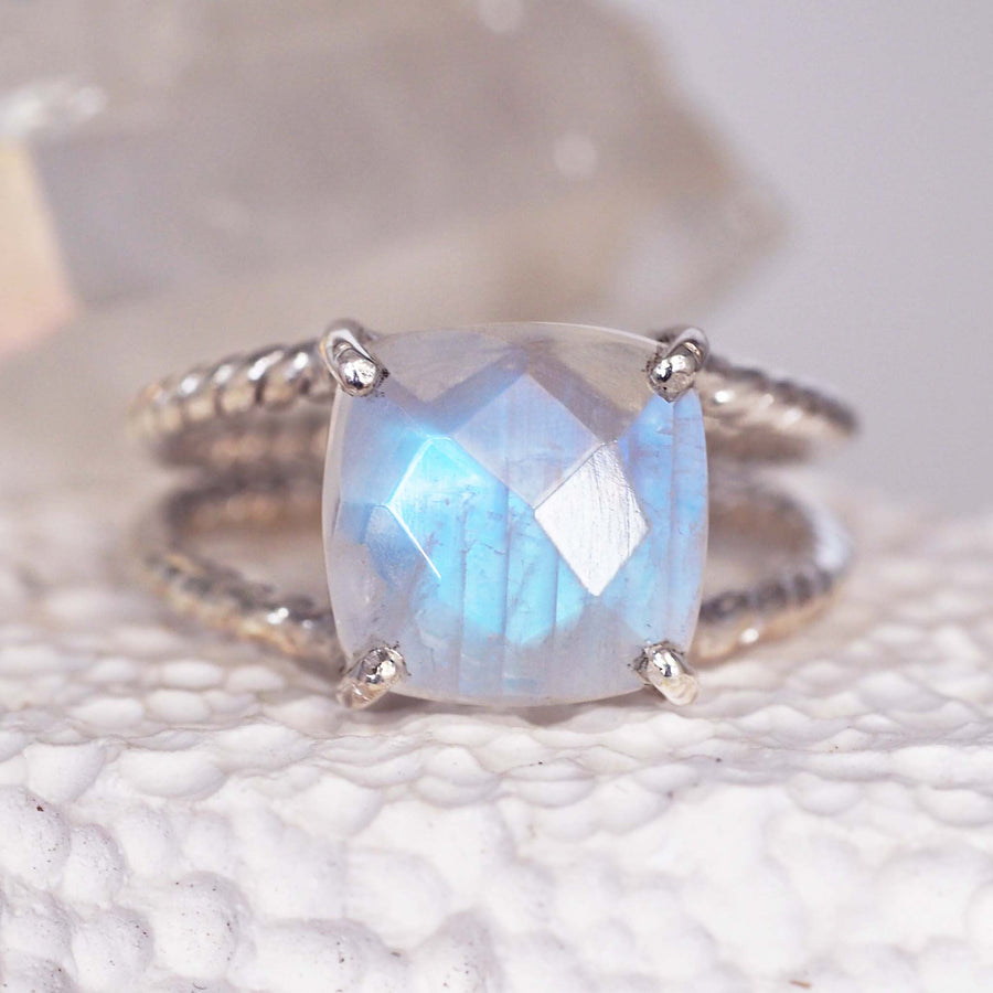 Sterling silver moonstone ring - moonstone jewellery by Australian jewellery brands indie and Harper 