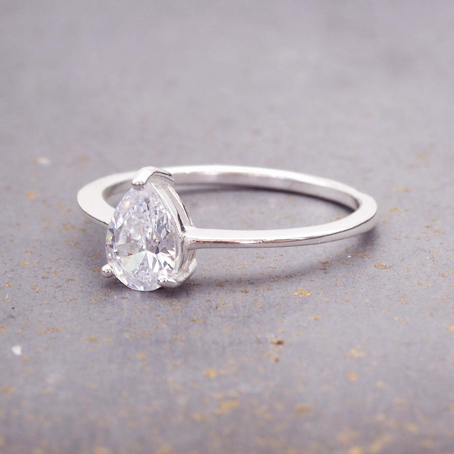 dainty cubic zirconia ring made with sterling silver - women's jewellery online by indie and harper