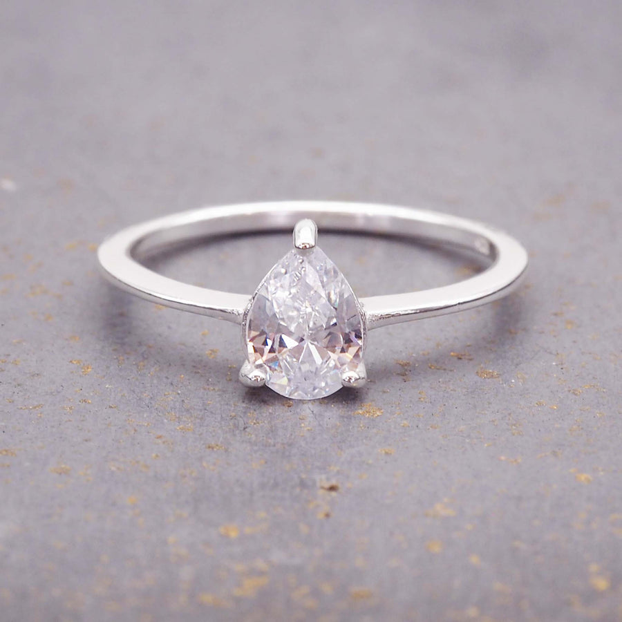 dainty women's ring made with sterling silver and a cubic zirconia - rings by online jewellery brand indie and harper