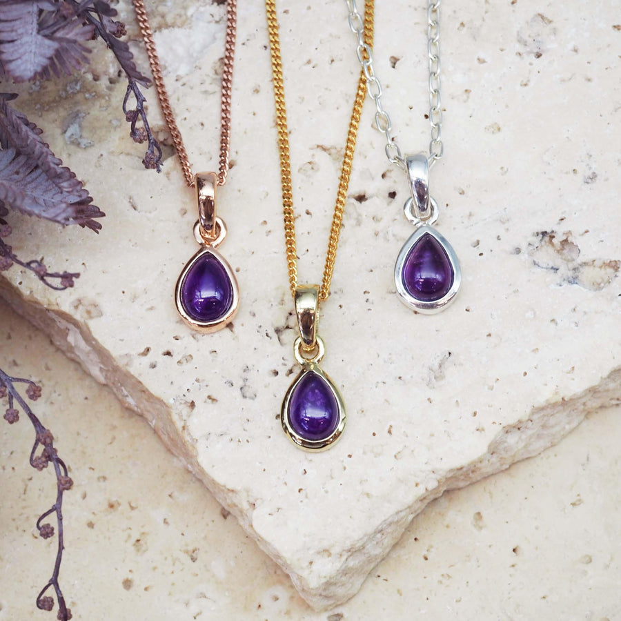 February Birthstones amethyst necklaces - womens jewelry by Australian jewellery brand indie and harper 