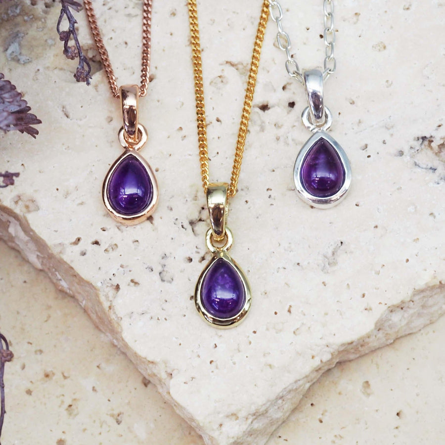 February birthstone amethyst necklaces - womens jewelry by Australian jewellery brand indie and harper