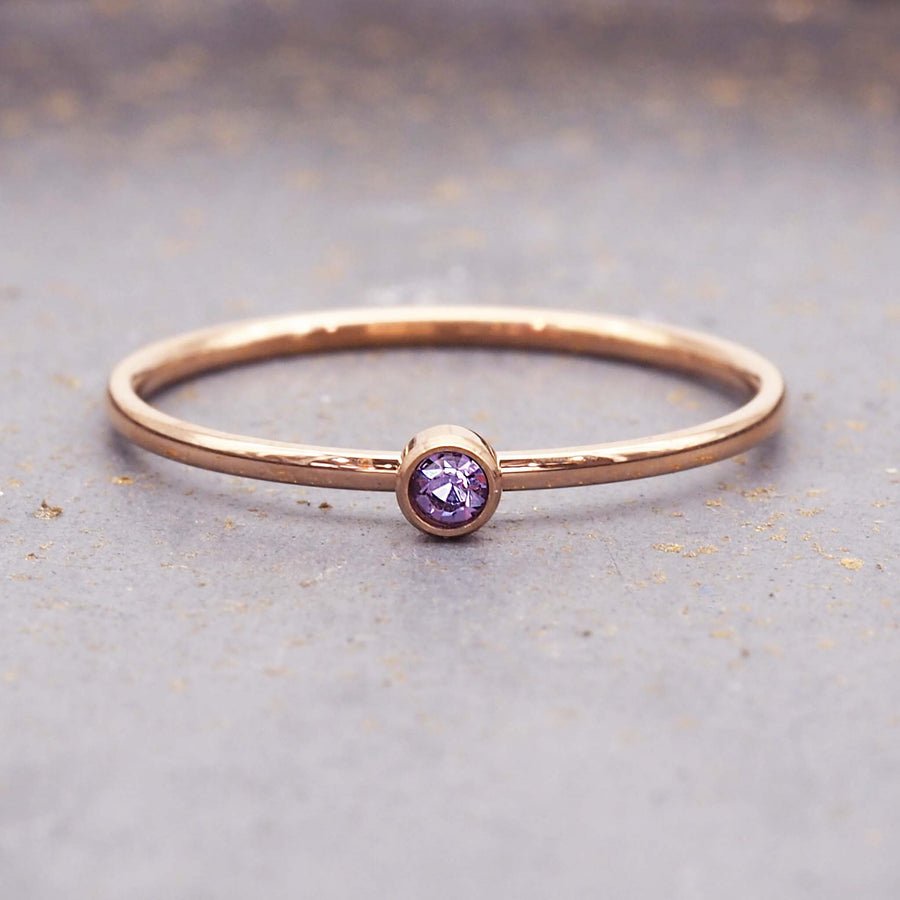 February Birthstone dainty rose gold ring - rose gold jewellery by Australian jewellery brands indie and Harper 