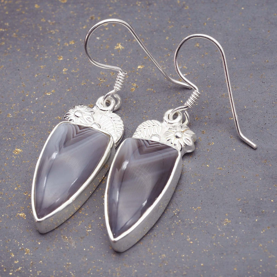 LIMITED EDITION - Silver Botswana Agate Earrings