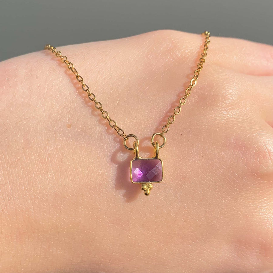 dainty gold amethyst necklace - gold amethyst jewellery by Australian jewellery brands indie and harper