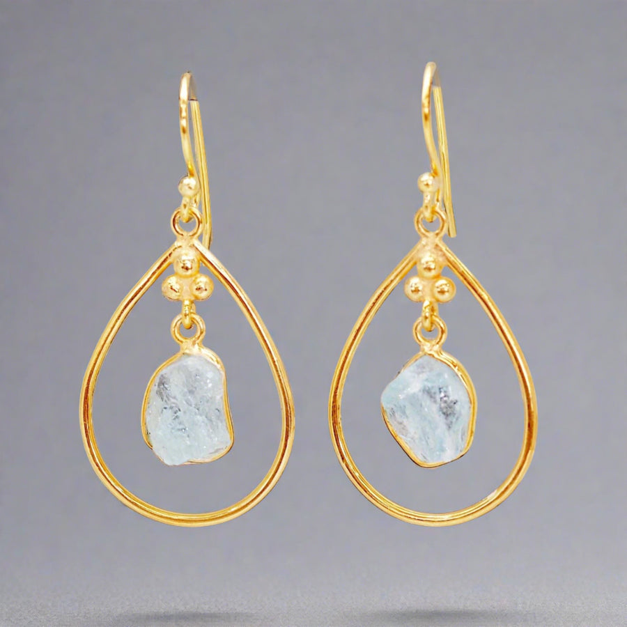 Gold Aquamarine Earrings - womens aquamarine jewellery - Australian jewellery online