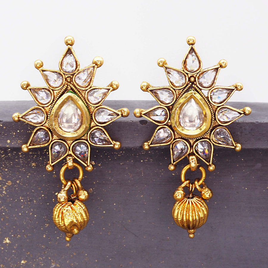 gold bohemian crystal earrings - women's bohemian earrings with crystals - women's bohemian earrings by online jewellery brand indie and harper 