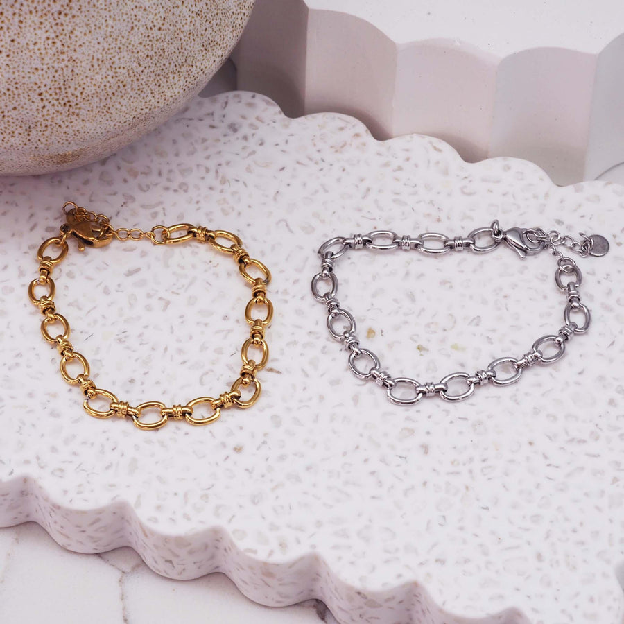 silver Bracelet and gold bracelet - waterproof jewellery by Australian jewellery brands indie and harper