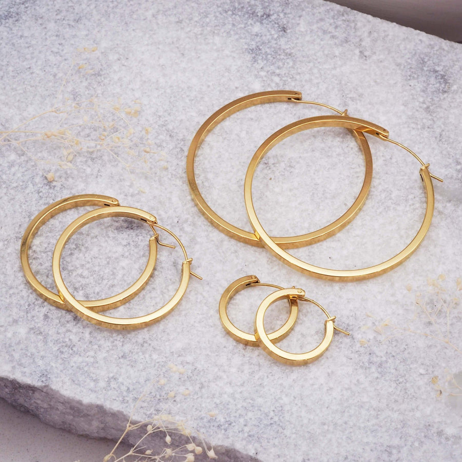 Gold Hoop Earrings - gold jewellery by waterproof jewellery brand indie and harper