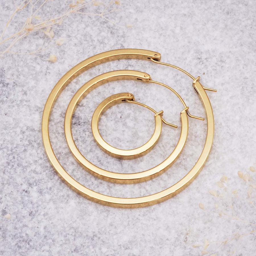 Gold Hoop Earrings - gold jewellery by waterproof jewellery brand indie and harper